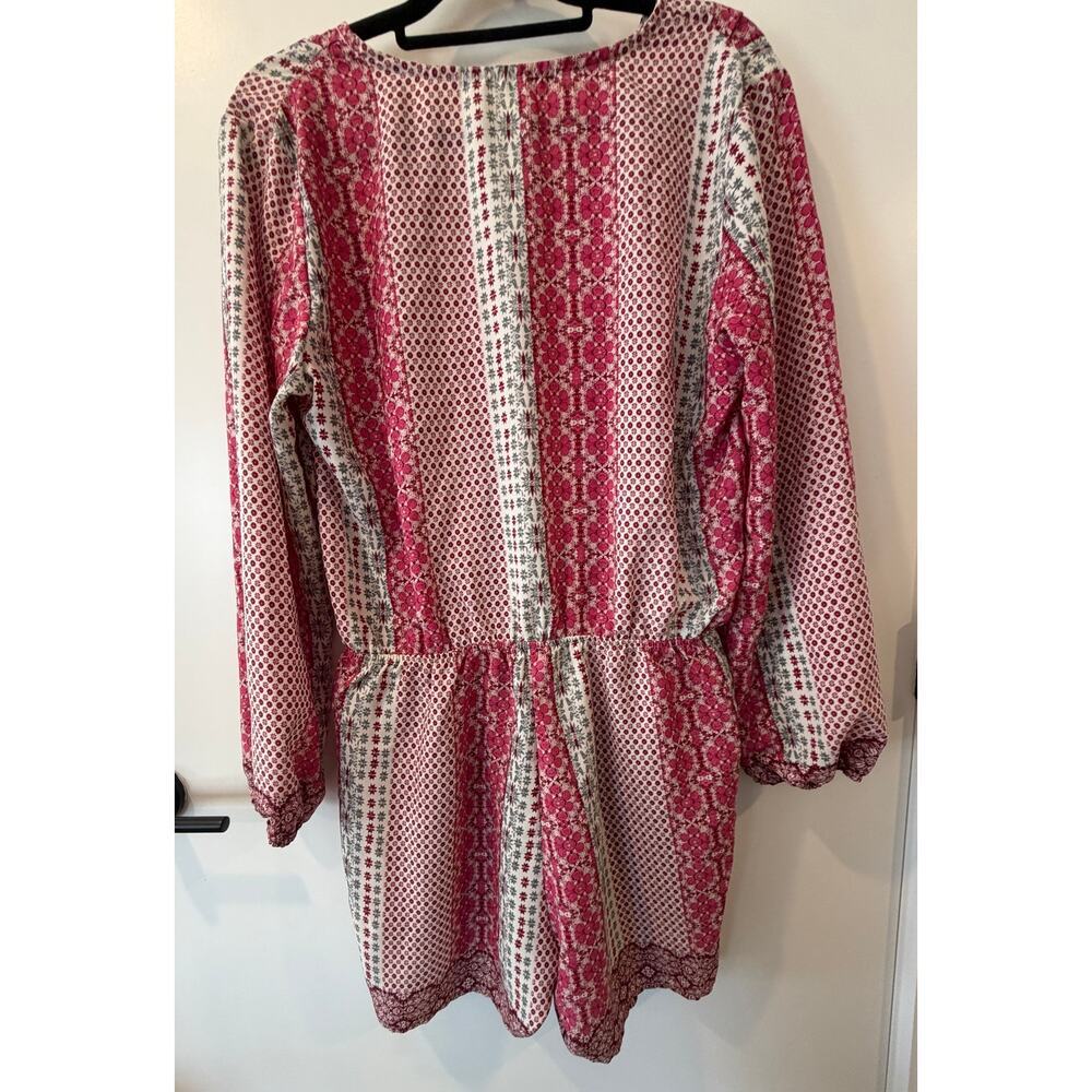 Fraiche by J Pink Patterned Long Sleeve Romper Womens Large - Picture 5 of 5